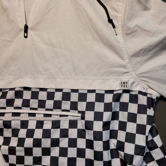 Empyre Black White Checkered Pullover Windbreaker Lightweight Jacket Men XL VGC - Picture 3 of 9